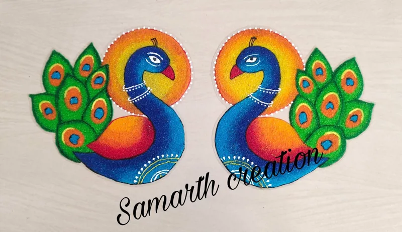 Peacock Rangoli Pair
